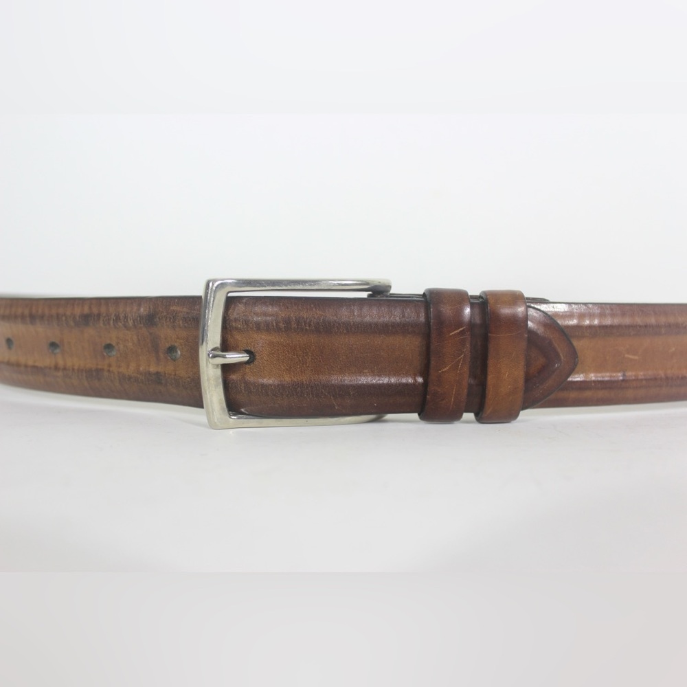Handmade in Spain Cognac Tan Brown Leather Belt with Ridges Unisex Men’s Belt